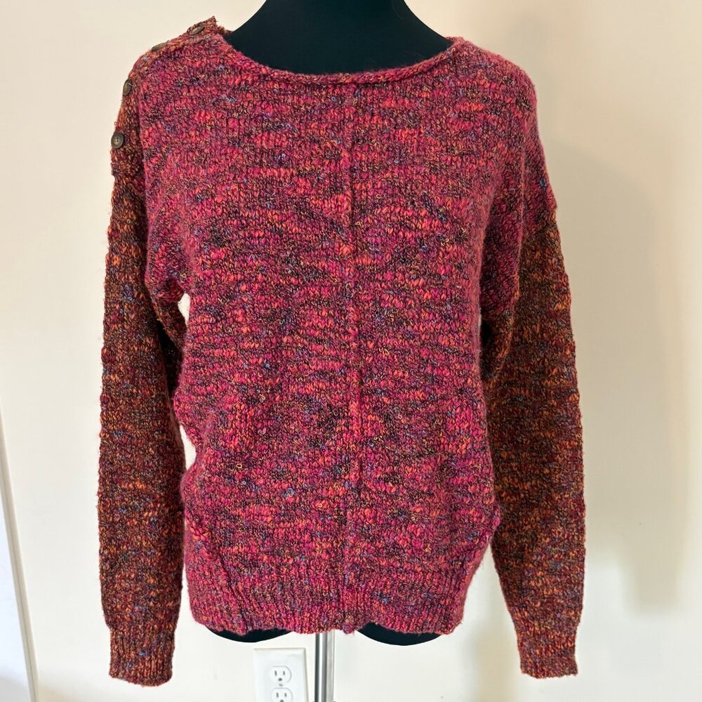 Sundance Berry Orange Multi Speckled Pullover Knit Sweater Shirt Tail Hemline XS